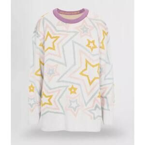 SPLENDID Ziggy Star white pink blue purple knit long sleeve pullover sweater